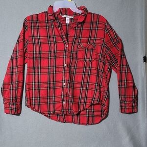Victoria's‎ Secret Women's Red Plaid Long Sleeve Pajama Shirt Top - Size Medium